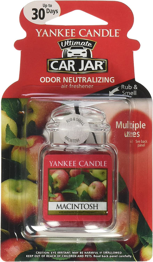 Yankee Candle Car Air Fresheners, Hanging Car Jar® Ultimate Macintosh Scented, Neutralizes Odors Up To 30 Days