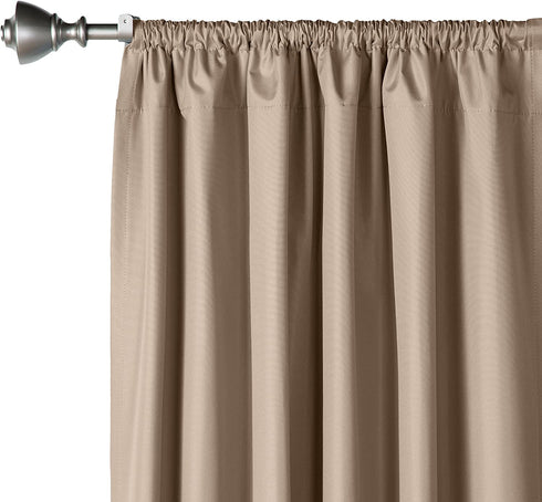 Amazon Basics Room Darkening Blackout Window Curtains with Tie Backs Set - 42 x 84-Inch, Taupe, 2 Panels