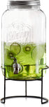 Style Setter Fortuna Beverage Dispenser Cold Drink Dispenser w/ 2-Gallon Capacity Glass Jug, Metal Rack & Leak-Proof Acrylic Spigot Great for Parties, Weddings & More, Main St., Large (210260-GBRB)