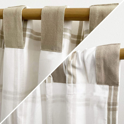 Elrene Home Fashions Farmhouse Living Double Windowpane Plaid Room-Darkening Window Curtain Panel, 52 in x 84 in (1 Panel), White/Linen
