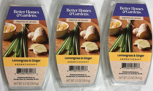 Better Homes and Gardens Lemongrass & Ginger Essential Oil Infused Wax Cubes - 3-Pack