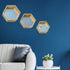 PARNOO Wall Mirror Set of 3 Hexagonal Wood Frame Mirrors | Wall Mounted Mirrors | Geometric Mirror Set for Wall Décor