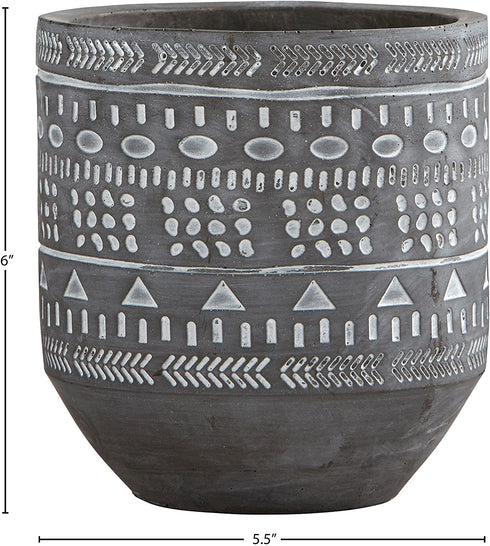 Amazon Brand Rivet Modern Concrete Indoor Outdoor Planter Pot With Painted Accents - 5 Inch, Grey and White