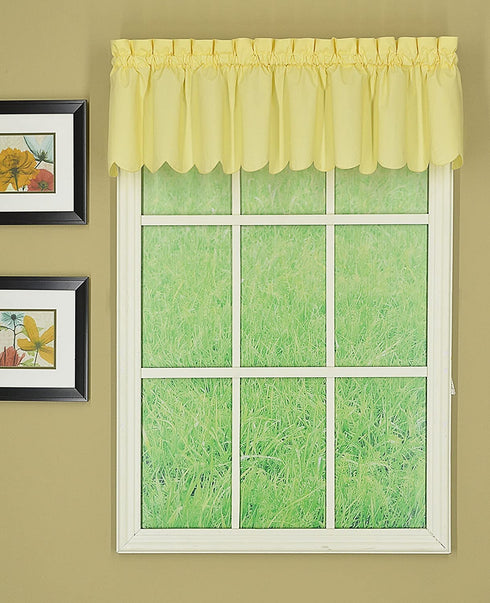 Today's Curtain Orleans 12" Valance Tambour Scallop Edge Curtain, Buttercup, 60 in x (W x L)