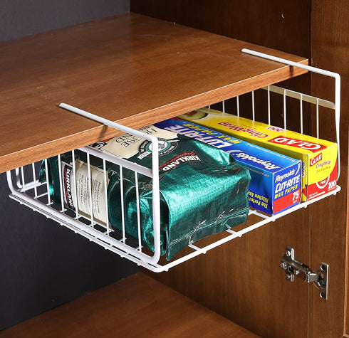 2 Pack - SimpleHouseware Under Shelf Basket, White