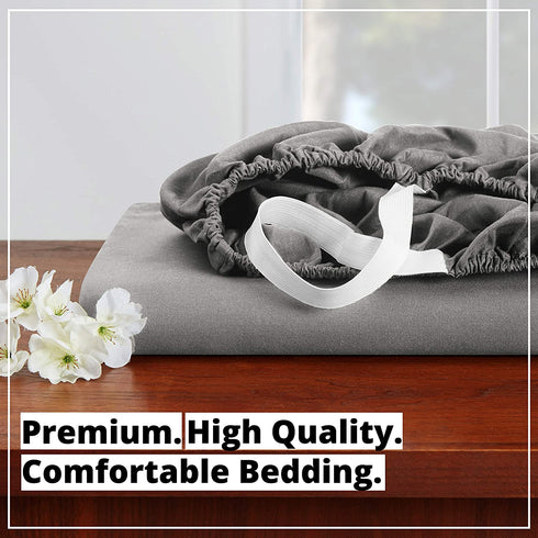 Empyrean Bedding Fitted Sheets - Bottom Sheets for Full Size - from 14 Inches Up to 16 Inches Deep Pocket Fitted Sheets - Fitted Bed Sheets Only (Full Charcoal Gray)
