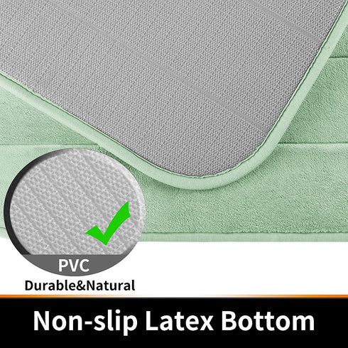Yimobra Memory Foam Bath Mat Large Size, 31.5 x 19.8 Inches,Soft and Comfortable, Super Water Absorption, Non-Slip, Thick, Machine Wash, Easier to Dry for Bathroom Floor Rug, Pale Green