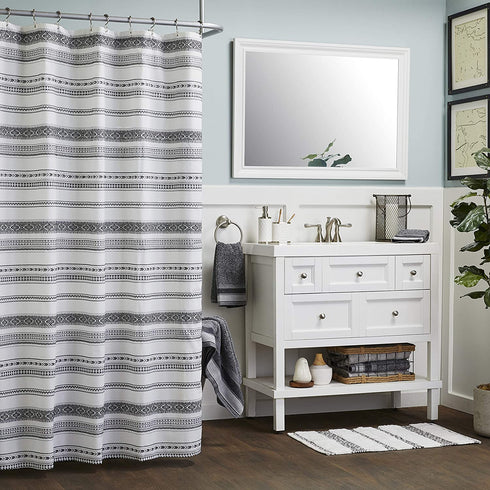 SKL Home by Saturday Knight Ltd. Geo Stripe Hand Towel Set, White 2 Count