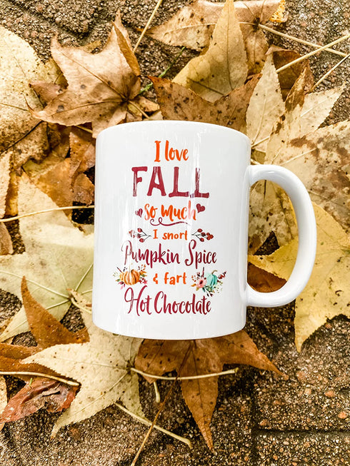 Funny Sarcastic Fall Autumn Season Coffee Mug, Gift for Friend Mom Sister, Thanksgiving Pumpkin Spice Hot Chocolate Sweater Weather Cup
