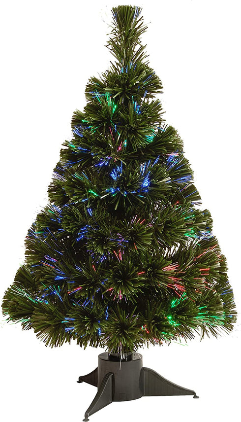 National Tree Company Pre-lit Artificial Christmas Tree | Includes Multi-Color Lights | Fiber Optic Ice Tree- 2 ft