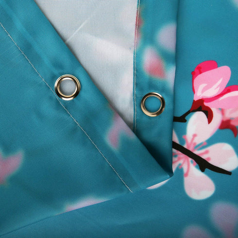 LIVILAN Cherry Blossom Shower Curtain Japanese Shower Curtain Floral Sakura Plum Blossom Flower Shower Curtains with 12 Hooks Teal Blue and Pink Pretty Shower Curtain, 72" W x 72" H