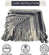 Soft Boho Throw Blankets - Warm and Cozy Home Decor Pure Cotton Woven Stripe Blanket with Fringe for Sofa and Couch, Everyday Use Navy Blue - 60 x 50 Inches
