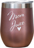 Mom Juice VINOVITA Stainless-Steel Funny Wine Tumbler Insulated Stemless Glass with 2 Lids, Straw, & Brush Novelty Adult Sippy Cup Perfect For Mother™s Day, Valentines, Birthday 12oz