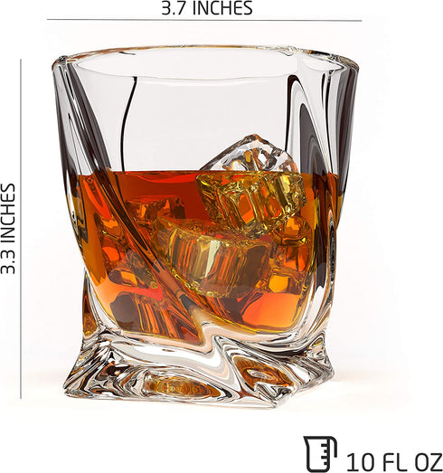 Whiskey Glass Set of 4 - Premium Crystal Clear Glasses - Tasting Tumblers for Drinking Large 10 oz - Elegant Whisky Gift Box Set Glassware for Scotch or Bourbon
