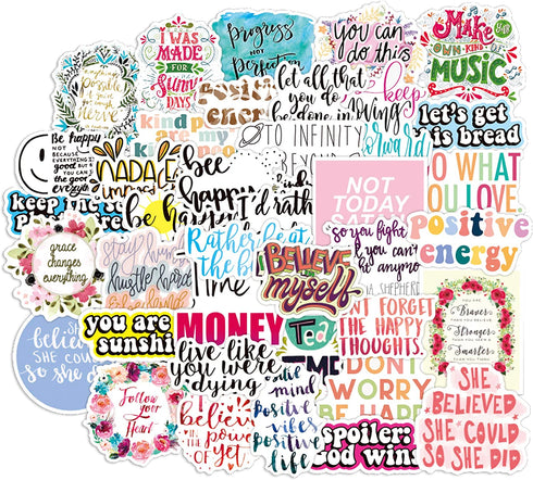 100pcs Motivational Stickers Pack, Positive Encouragement Stickers, Affirmation Waterproof Vinyl Stickers Decals for Students Teachers Employees, Water Bottle Stickers, Laptop Stickers