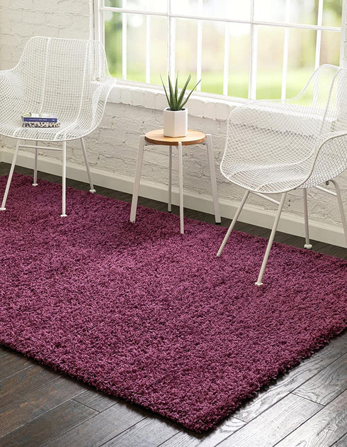 Unique Loom Solo Solid Shag Collection Area Modern Plush Rug Lush & Soft, 2 ft 2 x 3 ft 0, Eggplant Purple