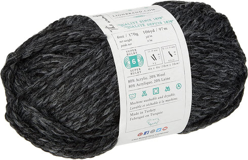 Lion  640-149 Wool-Ease Thick & Quick Yarn , 97 Meters, Charcoal