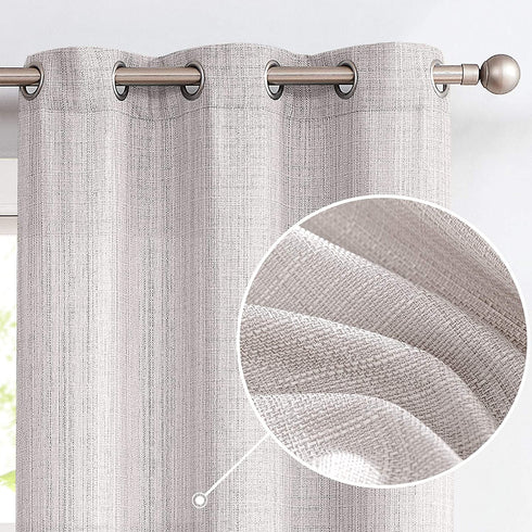 JINCHAN Curtains Linen Textured Casual Weave Curtain for Living Room Bedroom Window Panels Grommet Light Filtering Drapes 2 Panels Light Heathered Grey 96 Inch Long