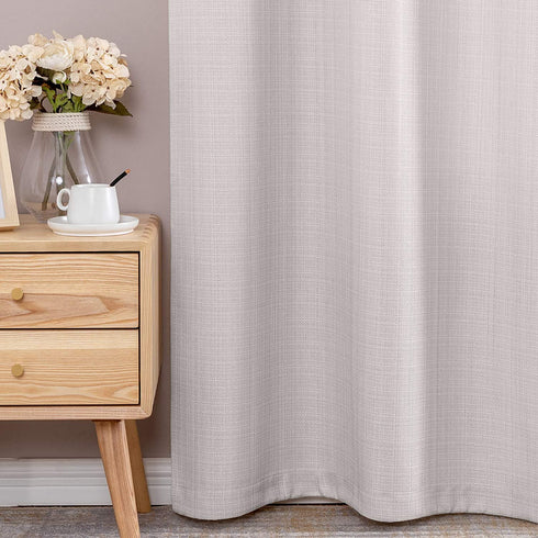 JINCHAN Curtains Linen Textured Casual Weave Curtain for Living Room Bedroom Window Panels Grommet Light Filtering Drapes 2 Panels Light Heathered Grey 96 Inch Long