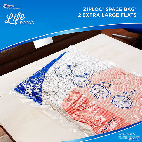 Ziploc Space Bag Clothes Vacuum Sealer Storage Bags for Home and Closet Organization, XL, 2 Bags Total