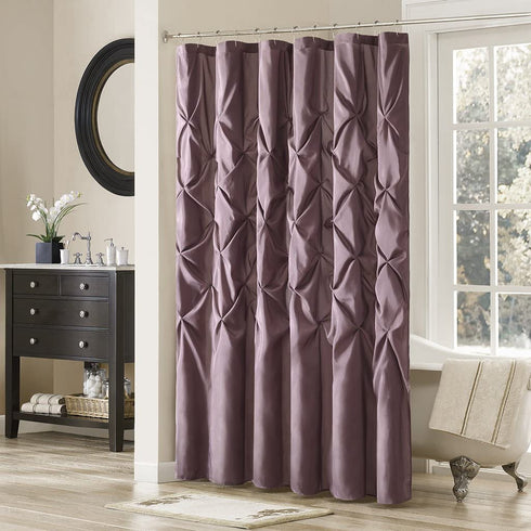 Laurel Purple Shower Curtain , Pieced Transitional Shower Curtains for Bathroom , 72 X 72" , Violet