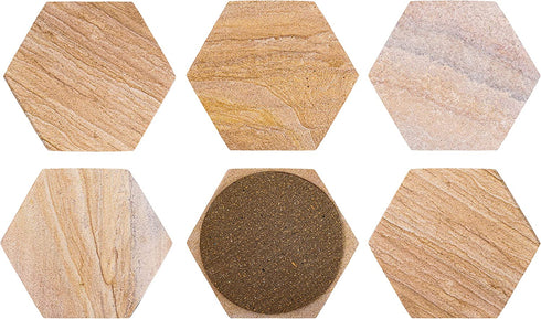 Marbco Sandstone Water Absorbent Hand Crafted Round Coasters for Drinks - 4 Inches Wide Thirsty Stone Bar, Drink Coasters- Made from Rainbow Sandstone