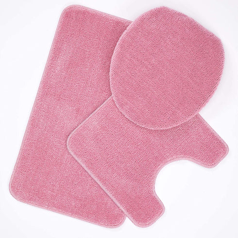 Ottomanson ECO Collection Bathroom Mat Set, 3 Pieces, 18" x 30", Pink