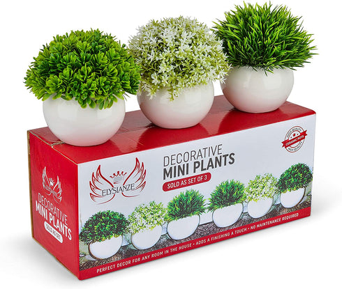 Mini Artificial Plants | Modern Farmhouse Plants Home Decor | Small Fake Plants | Office/Kitchen/Bathroom/Bedroom/Mantle/Shelf/Living Room/Table Decoration Faux Plant Set