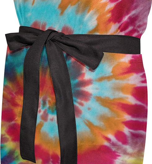 ALAZA Funny Apron with 2 Pockets for Women Men Colorful Tie Dye Traditional Swirl Adjustable Garden Bib