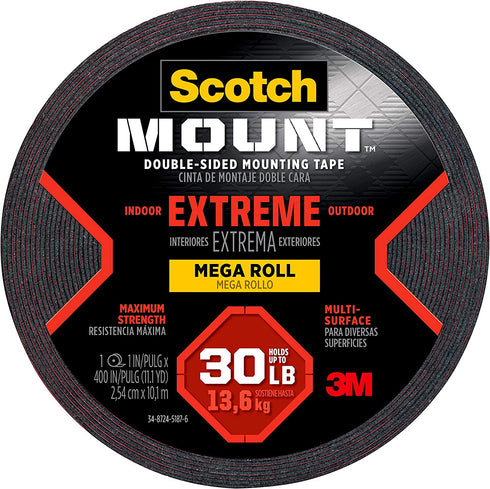 Scotch-Mount Extreme Double-Sided Mounting Tape Mega Roll 414H-Long-DC, 1 in x 400 in