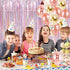 BRAVESHINE 2 Pack 3.2 ft x 8.2 ft Tinsel Foil Fringe Curtains Metallic Photo Booth Backdrops Party Supplies for Birthday Wedding Christmas Bridal Shower Bachelorette Holiday Decorations - Light Pink