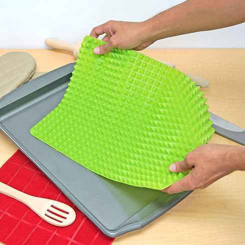 Southern Homewares Healthy Homewares Raised Silicone Baking Sheet Non-Stick Cooking Mat Oven Tray Liner Green Set of 2