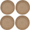 Rustic Farmhouse Burlap Round Placemats, Set of 4, Size in 15 Inches Diameter, Ruffle Trim Design (4)