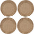 Rustic Farmhouse Burlap Round Placemats, Set of 4, Size in 15 Inches Diameter, Ruffle Trim Design (4)
