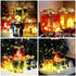 4 Christmas Lighted Gift Boxes and 80 LED Light Decorations, Xmas Tree Reindeer Lit Present Box with Glitter Bows for Indoor Home Party Decor