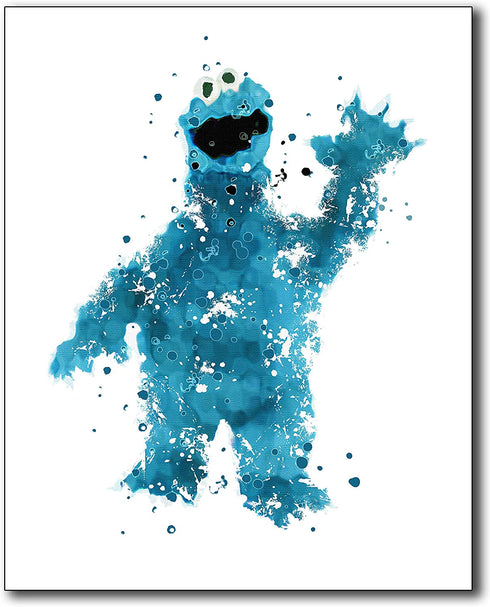 Sesame Street Watercolor Wall Art Prints - Set of 6 Photos Elmo Big Bird Cookie Monster Burt Ernie Oscar the Grouch