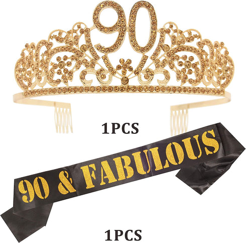 90th Birthday,90th Birthday Gift,90th Birthday Decorations for Women,90th Birthday Tiara,90 Birthday Sash,90th Birthday Crown,90th Birthday Gifts for Women,90th Birthday Party Decorations,90th Crown