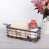 TIEYIPIN Small Metal Wire Storage Basket, Detachable Wood Base Storage Organizer Bin Basket for Kitchen Cabinets, Bathroom, Pantry, Garage, Laundry Room - Brown
