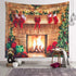Sevendec Christmas Tapestry Wall Hanging Fireplace Xmas Tree Stockings Gifts Wall Tapestry for Party Livingroom Bedroom Dorm Home Decor W90" x L71"