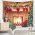 Sevendec Christmas Tapestry Wall Hanging Fireplace Xmas Tree Stockings Gifts Wall Tapestry for Party Livingroom Bedroom Dorm Home Decor W90" x L71"