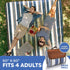 Extra Large Picnic & Outdoor Blanket Dual Layers for Outdoor Water-Resistant Handy Mat Tote Spring Summer Blue and White Striped Great for The Beach