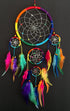 OMA Dream Catcher - Hand Made Traditional Multi Color Chakra Rainbow Dream Catcher with Tie Dye Feathers & Beads Dreamcatcher - 7" Diameter & 22" Long