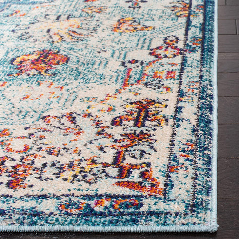 SAFAVIEH Madison Collection MAD447K Boho Chic Medallion Distressed Non-Shedding Living Room Bedroom Accent Rug, 2'2" x 4', Navy / Light Blue