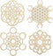 Mornajina Set of 4 Wood Crystal Grid Board Wall Art, Wood Wall Sculpture Art Hanging Home Decoration