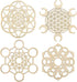 Mornajina Set of 4 Wood Crystal Grid Board Wall Art, Wood Wall Sculpture Art Hanging Home Decoration