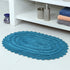 TreeWool, (Pack of 2) Bath Rugs with Crochet Border in Plush Cotton, Reversible - Oval (17" x 24"; Teal)
