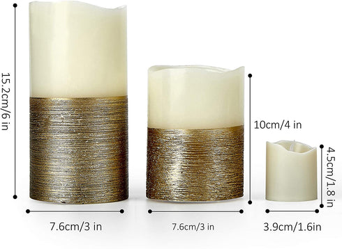 Furora LIGHTING LED Flameless Candles with Remote Control, Set of 8, Real Wax Battery Operated Pillars and Votives LED Candles with Flickering Flame and Timer Featured - Gold Trim