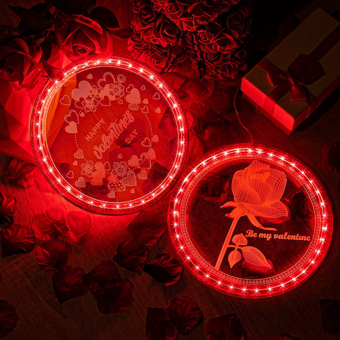 Valentine's Day Lighted Window Decorations, 8.2 inch Valentines Window Lights Battery Operated, Backdrop String Lights for Windows Bedroom Party Holiday Wall Decorations (Heart Style)