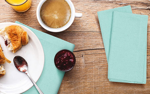 Everyday Cloth Napkin in 100% Cotton 18x18 Aqua,Wedding Napkins, Cocktails Napkins, Fabric Napkins, Cotton Napkins Mitered Corners & Generous Hem, Machine Washable Dinner Napkins, Set Of 12