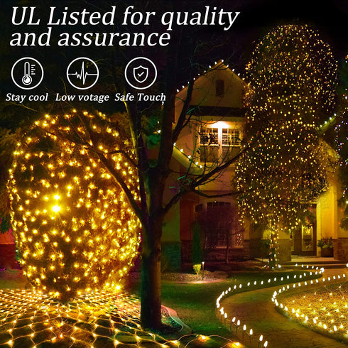 9.8ft x 6.6ft Christmas Net Lights,200 LED Mesh String Lights with Remote,8 Modes Connectable Net String Christmas Lights for Garden, Bushes, Wedding, Xmas Tree Decorations(Warm White)